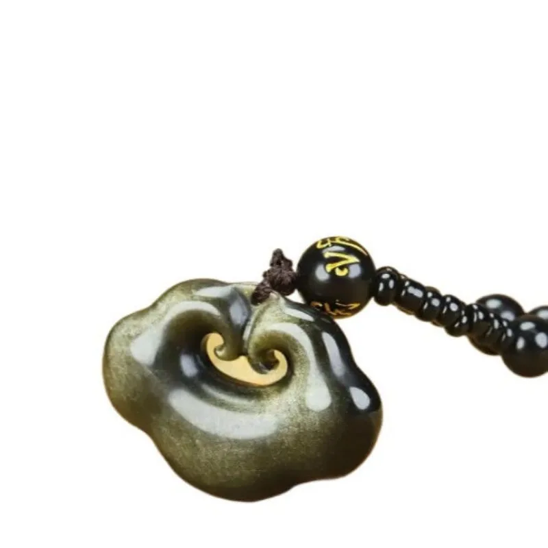 

Подвеска с замком из натурального обсидиана Ruyi, мужская и женская мода, универсальное ожерелье, ювелирные изделия, новый модный стиль