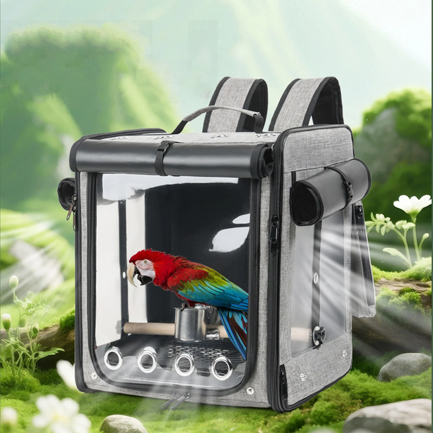 

Small Bird Carrier Bag Suitable for Cockatoos & Parrots - Transparent Window & Breathable Net Front Cover with Zipper Closure Ca