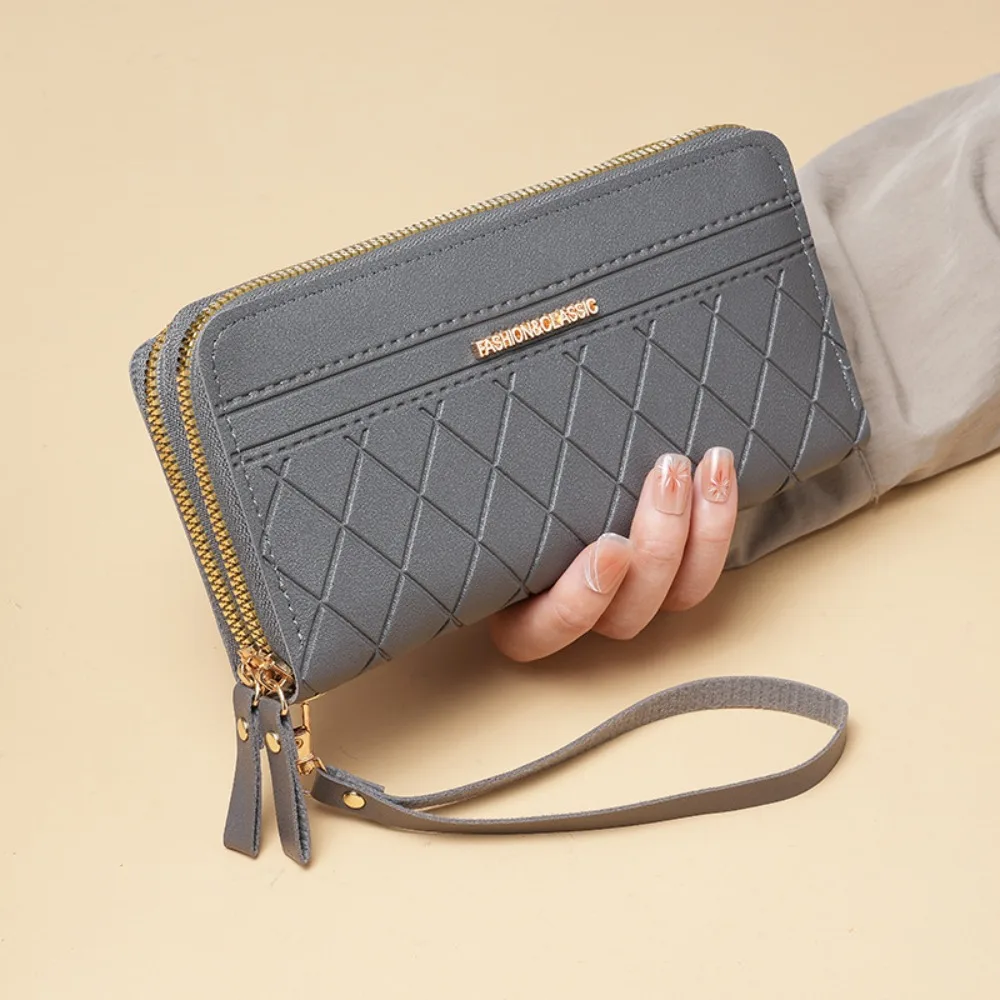 

Long Women's Clutch Bag Large Capacity Pu Leather Lady Long Wallet Solid Color Multiple Interlayer Mobile Phone Bag Card Holder
