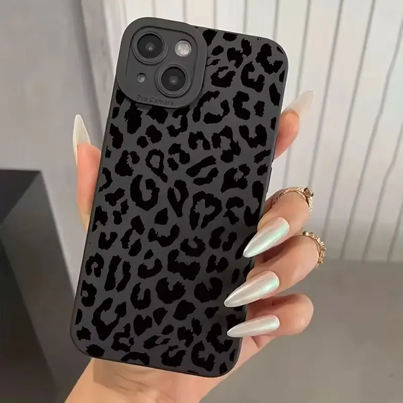 Soft TPU Phone Case with Leopard Print Pattern for iPhone 15 Pro Max 14 11 12 mini 13 XS XR X 7 8 Plus SE Case