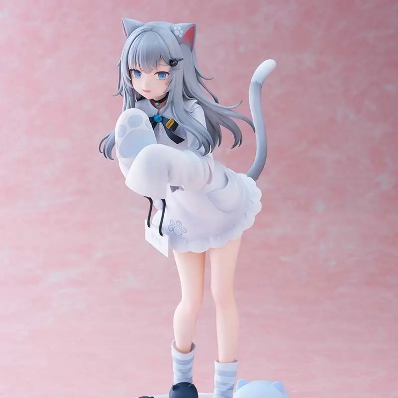 PVC Action Figure Spielzeug 21CM Sammlung Modell Kawaii Geschenk Modell Desktop Dekoration Nette Katze Ohren Schöne Mädchen Anime