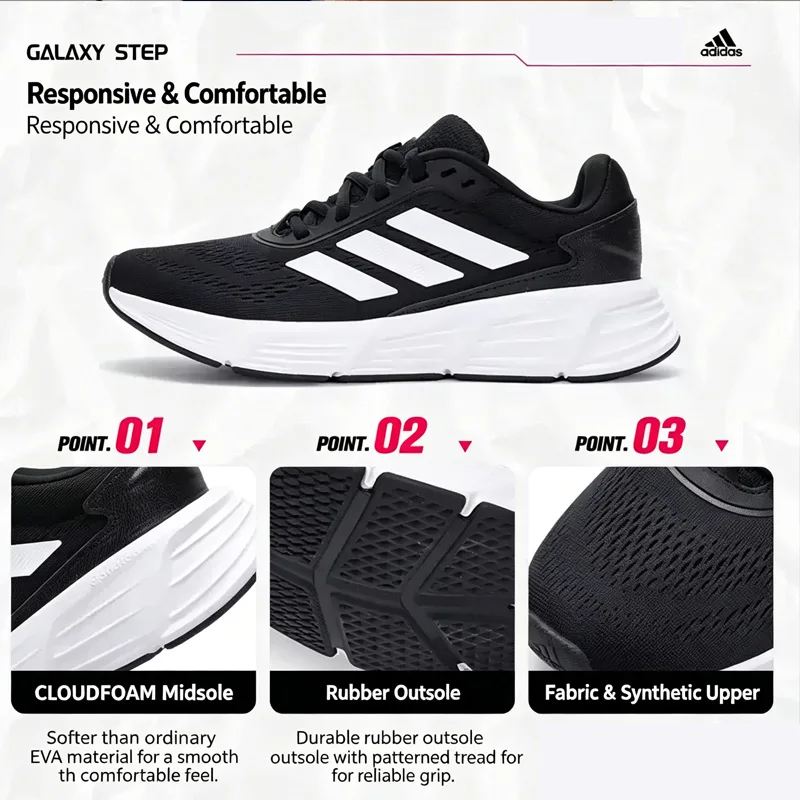 Adidas JQ7499 Men Sport Running Sneakers Cloudfoam Cushion Breathable Fabric Synthetic Upper Light Daily Workout Walking