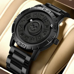 FOXBOX Luxury Skull Design Watch Men Fashion Business Watch Men Full Steel Sport Military Waterproof Men's Quartz Wristwatches