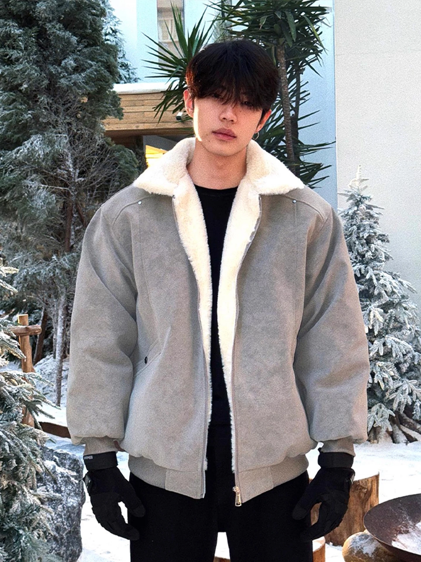 Thiened Warmth Cappotto invernale da motociclista Jaet da uomo in velluto di agnello e cotone con Fce Youth Trendy Loose Fit Long Sve