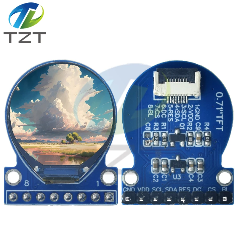 TZT TFT-scherm 0,71 inch TFT LCD-displaymodule Ronde RGB 160 * 160 GC9A01 Driver 8PIN SPI-interface 160x160 PCB voor Arduino