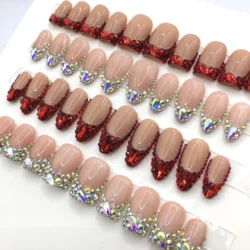 Wholesale high-end acrylic fake nails short square press on nail  private label 10pcs nails for girl