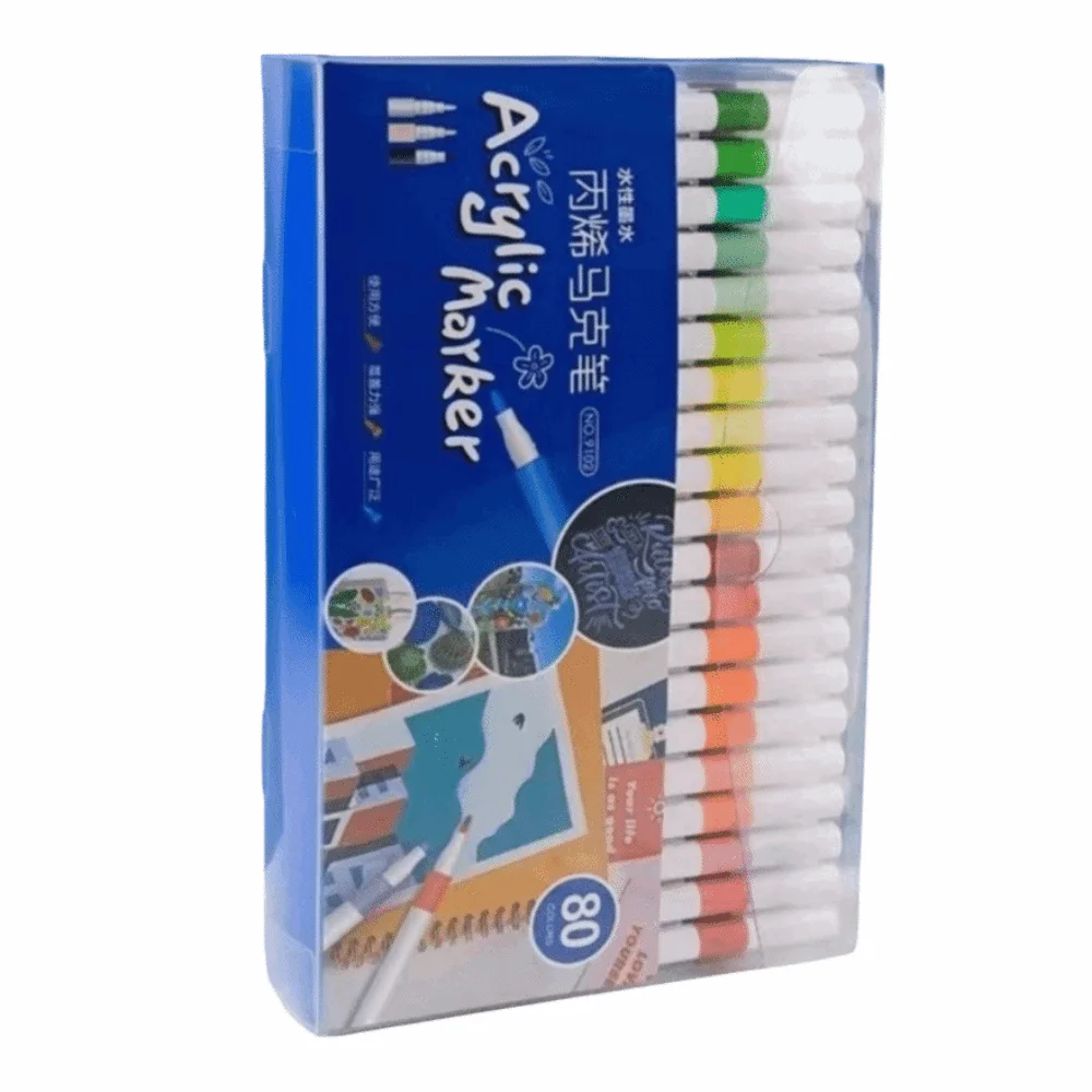 

80 Colors Acrylic Marker Pen Set Fine Nib Soft Tip Paint Art Marker Water-based Waterborne Brush Child Painting Graffiti Pens