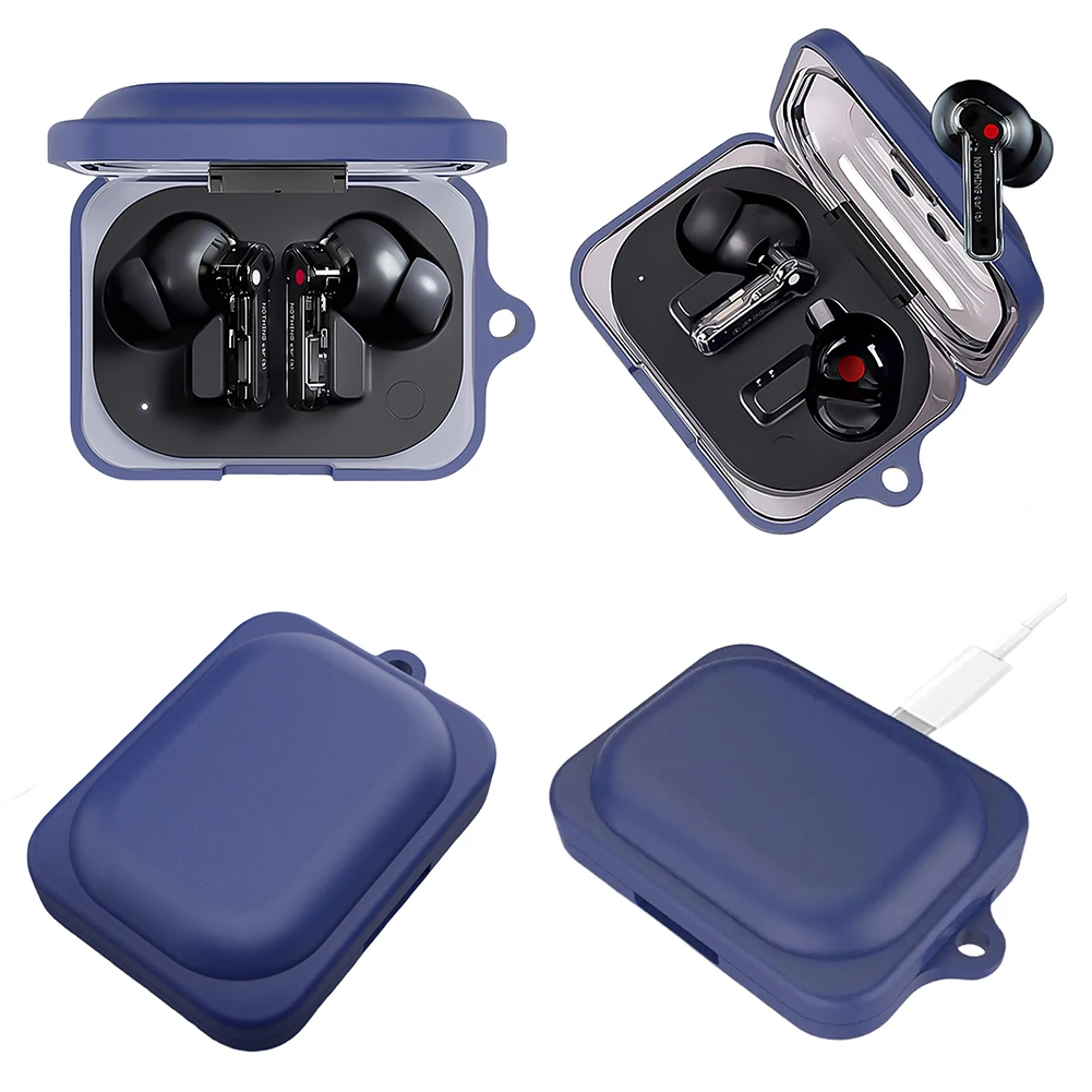 Silicone Earphone Case Cover Earbuds Charging Case Skin Cover Anti Drop with Carabiner for Nothing Ear (a) Headphones