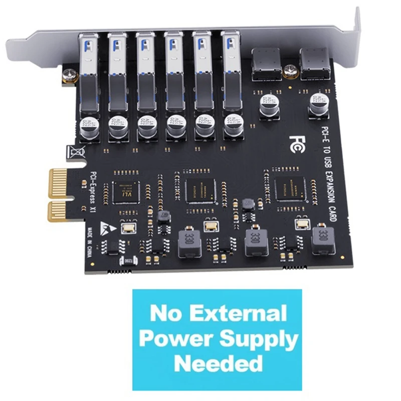 SSU Pcie To USB 3.2 Gen 2 Card 8-Port (6X Type-A +2X Type-C) Converter PCIE Splitter VIA+NEC Chip For Desktop Computer