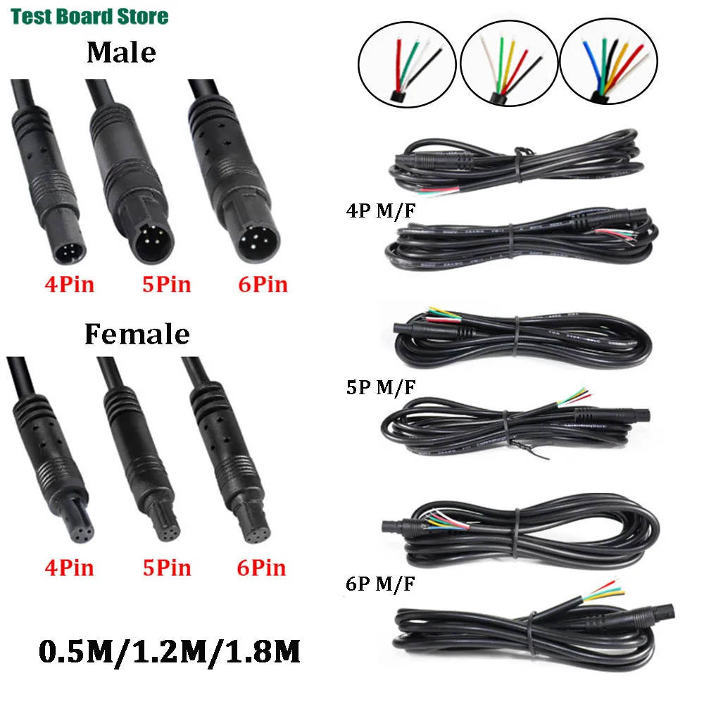 4Pin 5Pin 6Pin Jack Male Female Plug Car DVR Camera Extension DIY Cable Cord Power Wire 0.5M 1.2M 1.8M