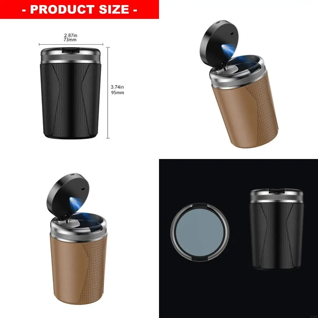 Car Cigarettes Ashtray Cup With Lid & LED Light Portable Detachable Car Ashtray New
