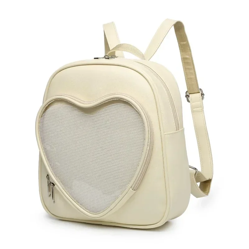 Sweet Heart Ita Bag Fashion Trendy PU Ita Backpacks Teenage Girls 2024 Candy Color Transparent School Bags Bolsos Mujer