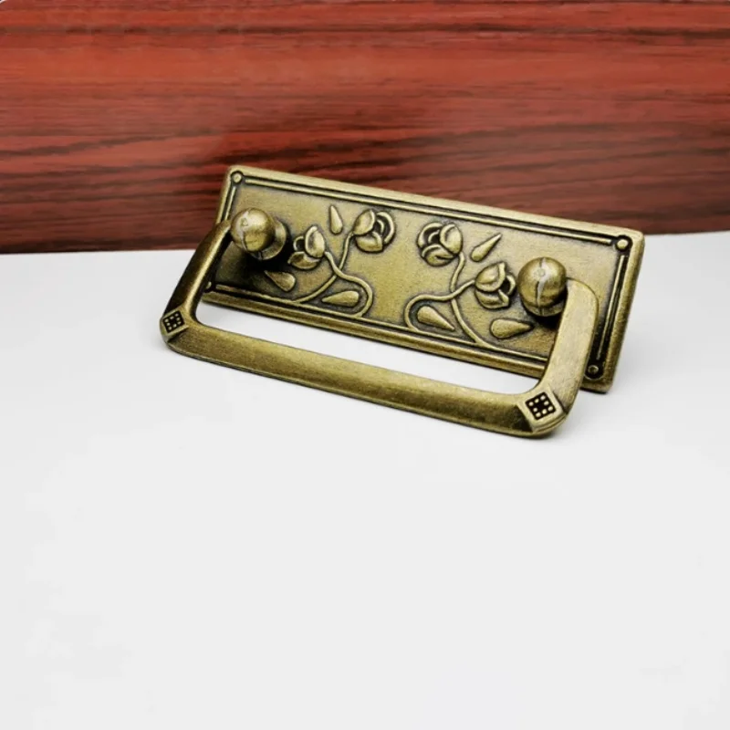 European retro style Flat drop ring handle antique brass drawer cabinet pull knob bronze kitchen cabinet dresser door pull 64mm