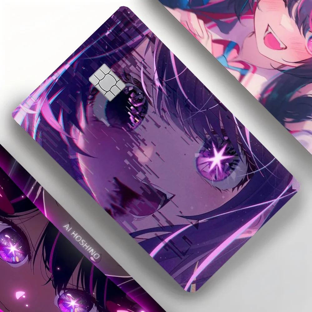1PC Anime H-Hoshino A-Ai Card Stickers 4pcs PVC Credit Card Skin Stickers Removable Self-adhesive Protective Film