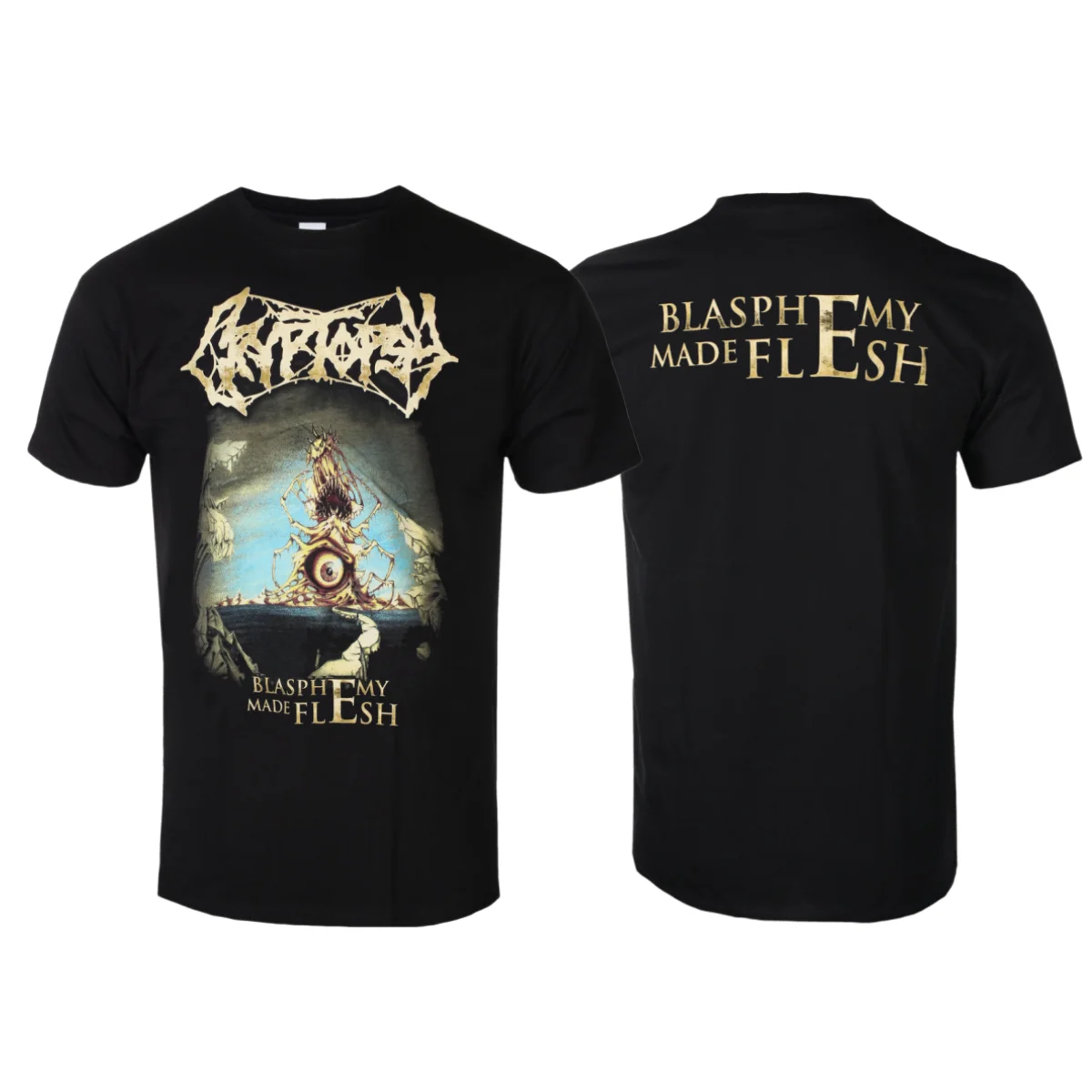 CRYPTOPSY - BLASPHEMY MADE FLESH Printed T-shirt 100% Pure Cotton Unisex Retro Band Dark Punk Rock Style T-shirt