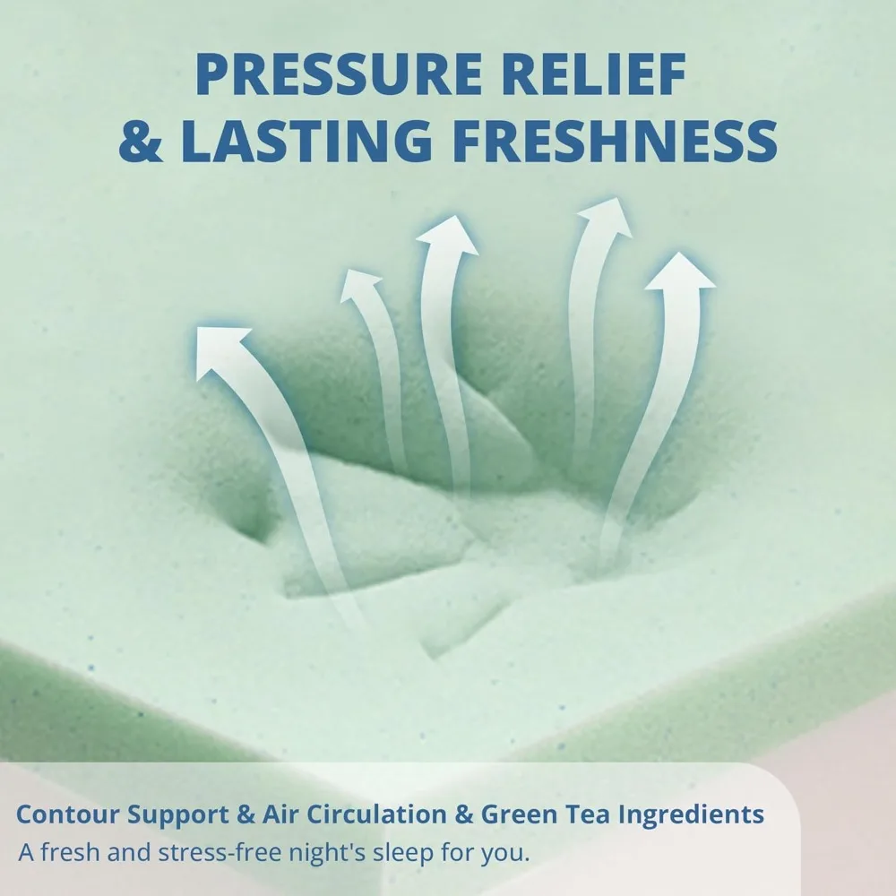 Mattress 8 Inch Green Tea Memory Foam Mattress for Cool Sleep & Pressure Relief,CertiPUR-US Certified Medium Mattresses in a Box image 5