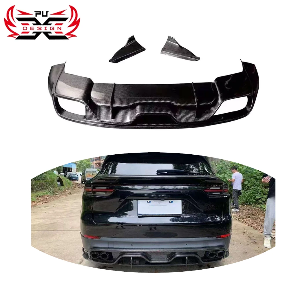 

Carbon Fiber Rear Diffuser Bumper for Porsche Cayenne 9Y0 SUV Takd Style Body Kit