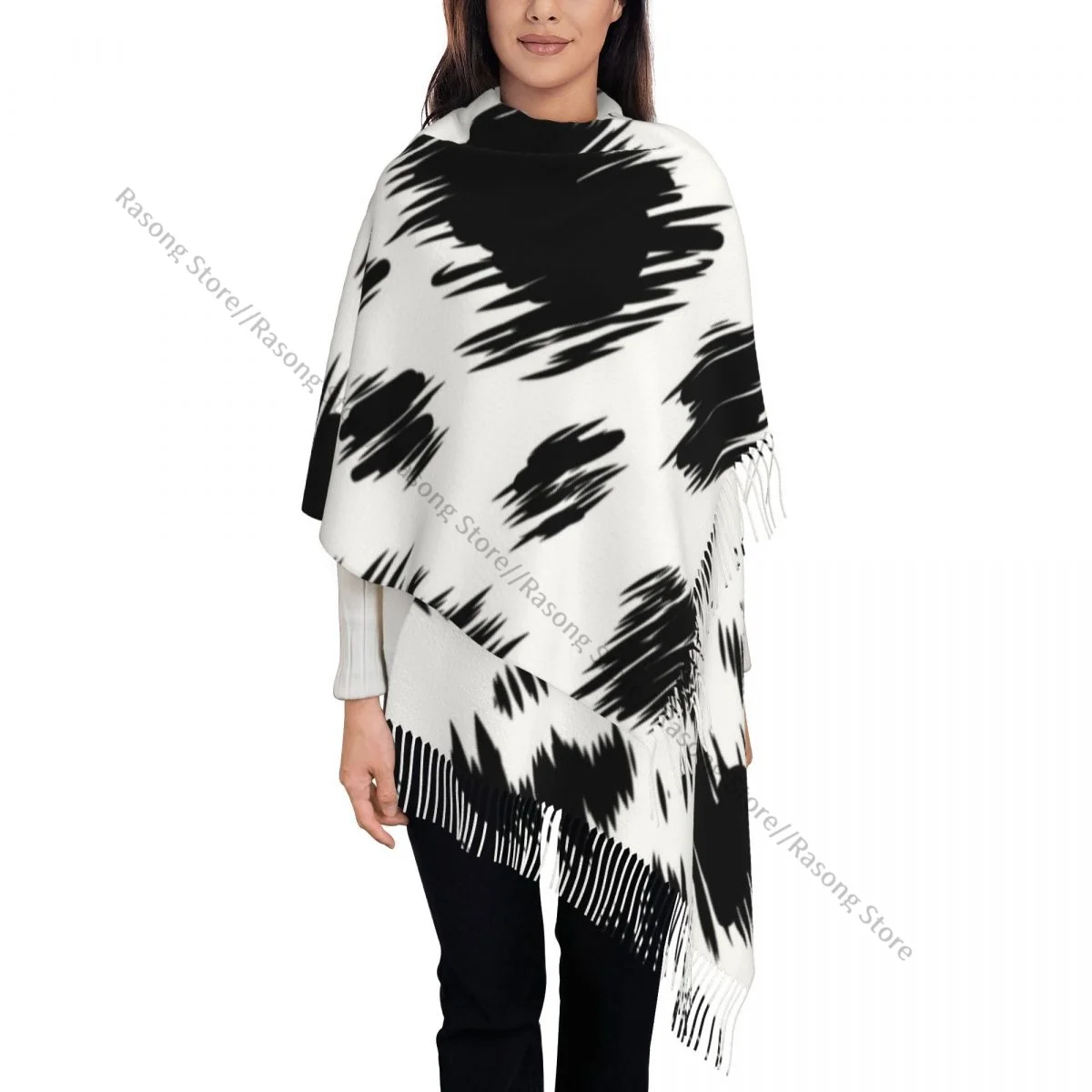 Autumn Winter Warm Scarves Dalmatian Animal Print Fashion Shawl Tassel Scarves Wrap Neck Headband Hijabs Stole