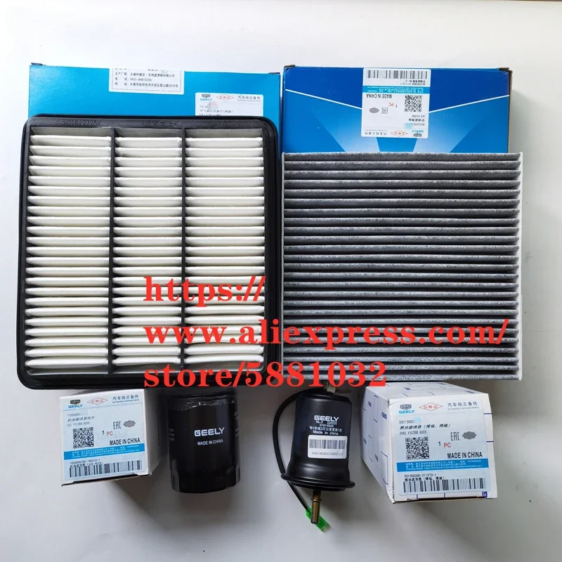 4pcs/set Filter Set for Geely BOYUE Atlas 2.0L Air Filter&Oil Filter&Cabin Filter& Fuel Filter Geely Emgrand X7 Sport