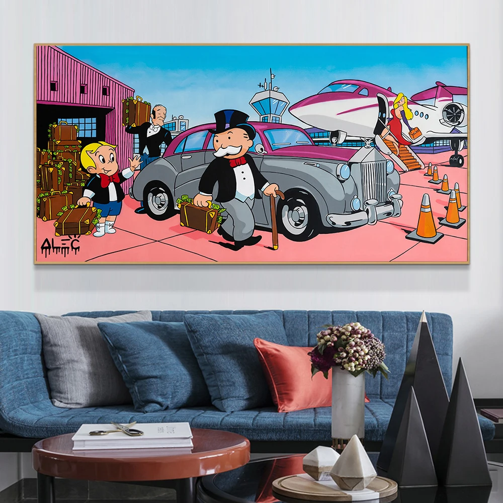 Alec Monopoly Graffiti Art Canvas Paintings Cartoon Anime Poster and Prints Wall Art Picture for Living Room Home Decor Cuadros