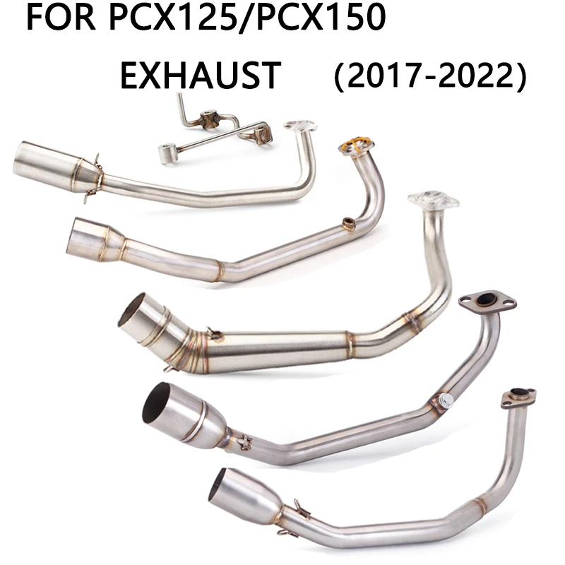 Slip-On motorcycle parts Motorcycle Scooter Exhaust Muffler Full System Middle Pipe Escape Fit For PCX125 PCX150 Exhaust17-2022