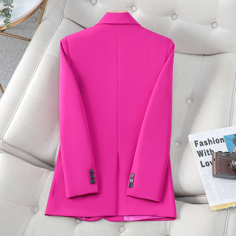 ZJYT Spring One Button Women Blazer Notched Long Sleeve Elegant Office Lady Blazers Mujer Solid Casual Veste Femme Outerwear