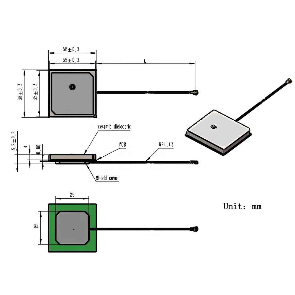 28dB High Gain GNSS GPS Ceramic Patch Antenna Antennas,internal GPS GLONASS antenna IPX connector for IOT M2M