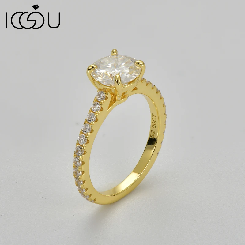 

IOGIOU 100% 925 Sterling Silver Classic 4 Prong Women Wedding Ring Certified 2CT Round Moissanite Engagement Ring Fine Jewelry