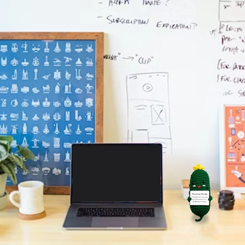 3Pcs Premium Quality Parts Kit Mini Handmade Crocheted Cucumber Dolls Delightful Wool Knitted With Positive Affirmation Card