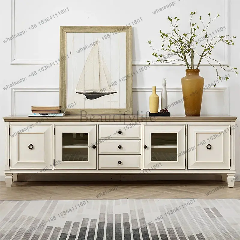 American Country Contrasting TV Cabinet Household Living Room Large Capacity Locker