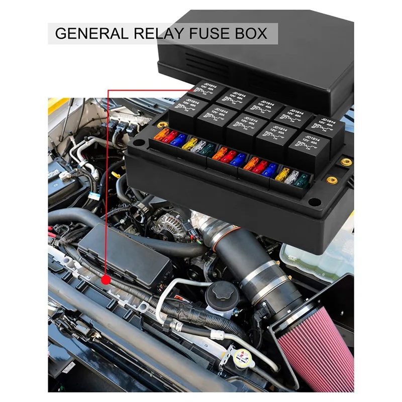 

ABRU-Fuse And Relay Box Block Truck 12V Fuse Relay Box Pre-Wires 5Pin 40A ATC/ATO 15 Fuses