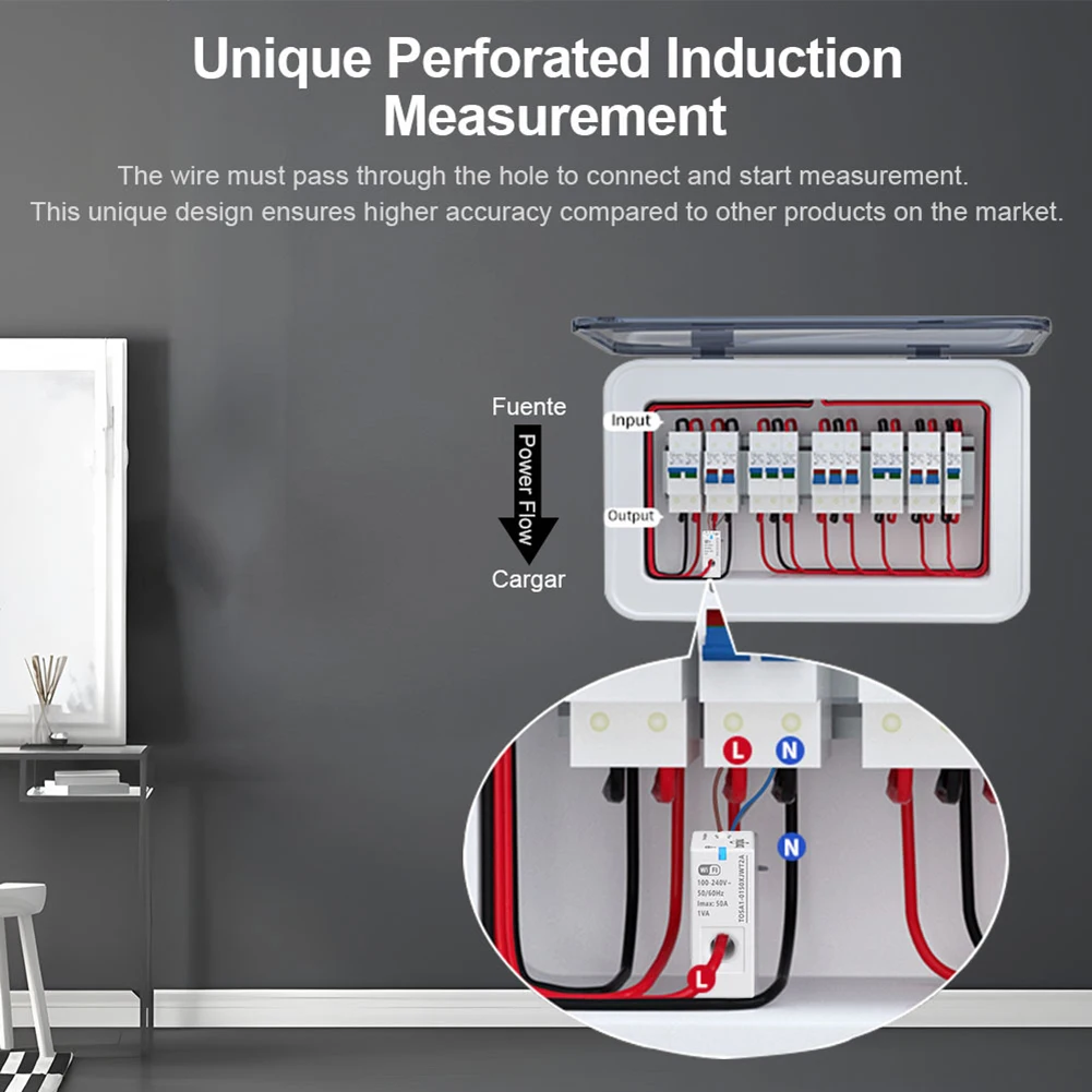 Inteligentny miernik energii WiFi Tuya Smart 100-240V 1-50A, monitorowanie energii w czasie rzeczywistym, inteligentne narzędzia do monitorowania energii WiFi.