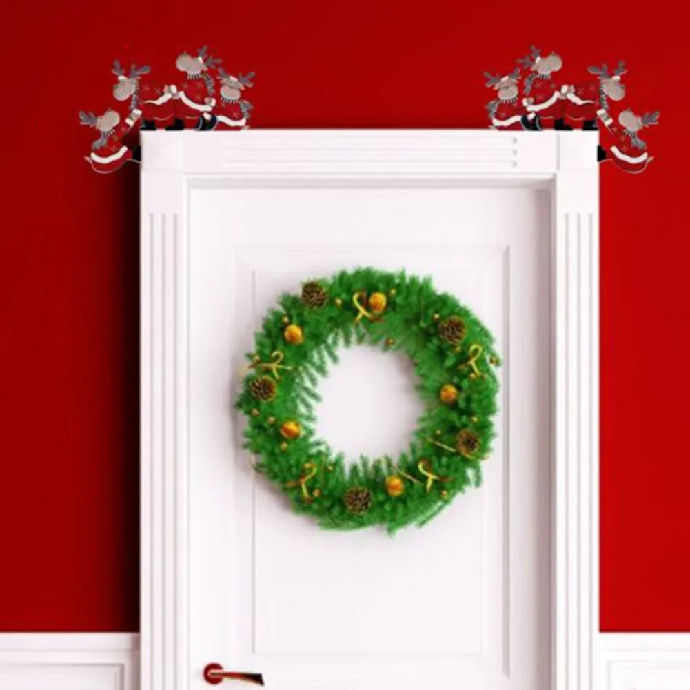 `Christmas Door Frame` Decoration Santa Claus `Wooden Elk `Xmas Party Decor` Home Wood Door `Frame Trim Ornament