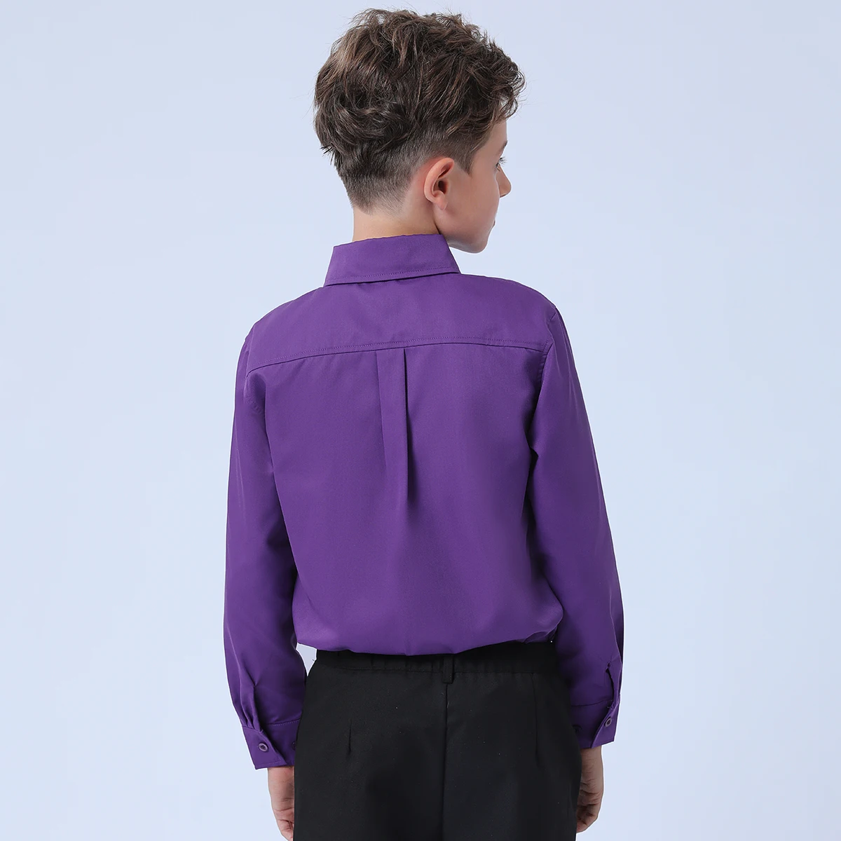 Boys Oxford Shirts Kids Purple School Uniform Mardi Gras Easter Halloween Holiday Button Down Perform New Year Dress Clothes