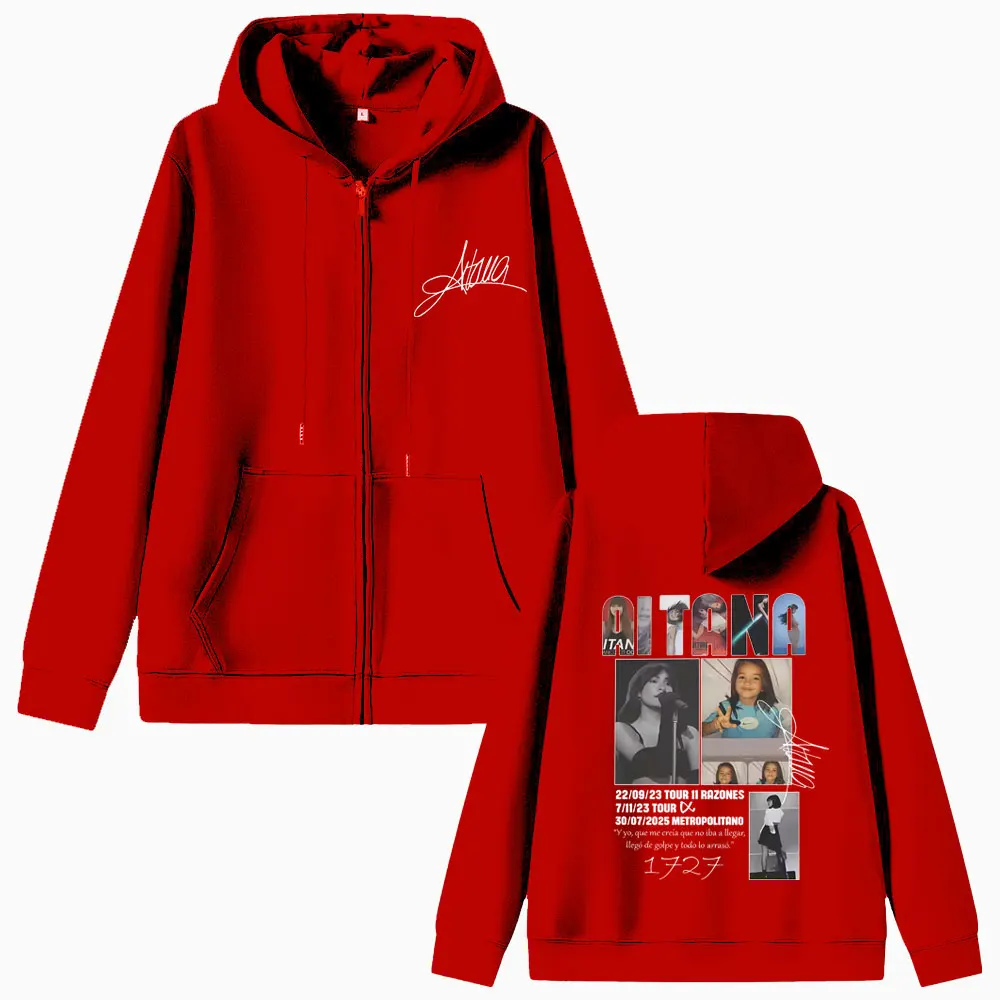 Singer Aitana Album Cover Logo Graphic Zipper Hoodie CUARTO AZUL World Tour 2026 Zip Up Hoodies Men Women Fashion Oversized Coat