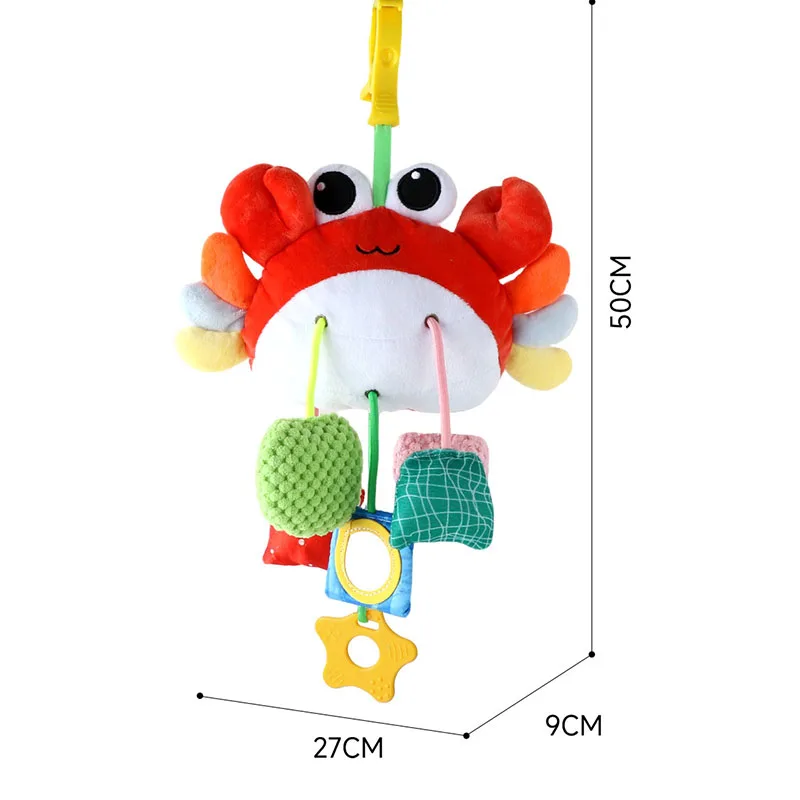 Baby pasgeboren pluche krab rammelaar speelgoed kinderwagen bed hangende bijtring magische spiegel bel greep rustgevend educatief zacht speelgoed