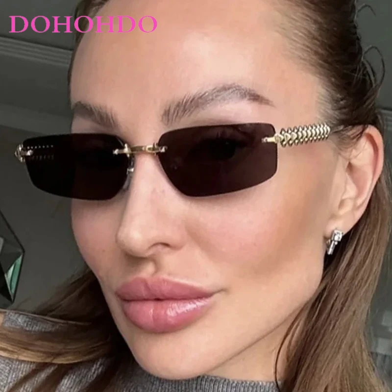 

Trendy Classic Metal Rimless Small Square Men Women Sunglasses Brand Designer Sunglass Outdoor Fishing Driving Shades UV400 Очки