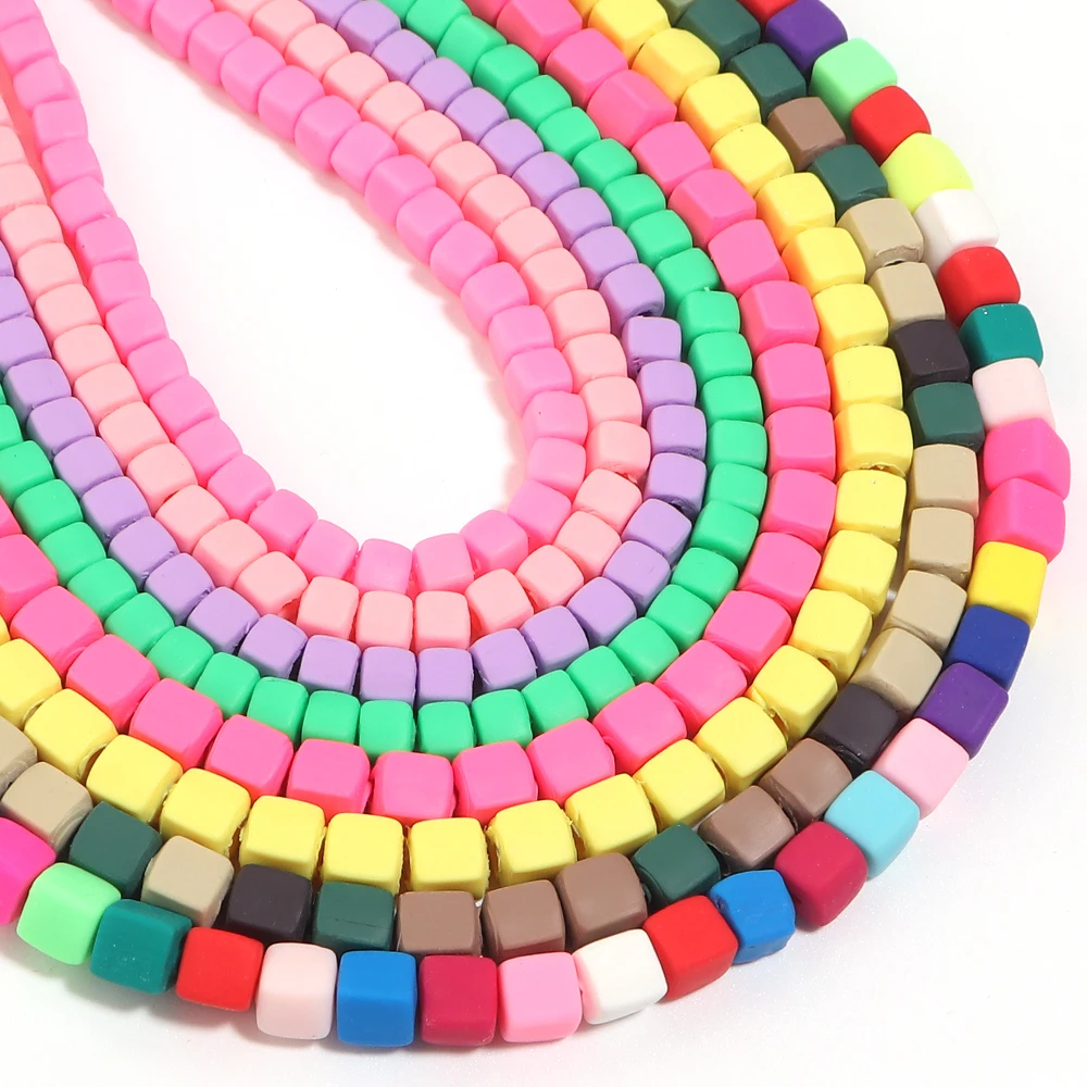 Apx 60-85 Stück Unregelmäßige Quadratische Polymer-Tonperlen Bunte Lose Abstandsperlen für Schmuckherstellung DIY Armband Halskette Zubehör – Detail 5