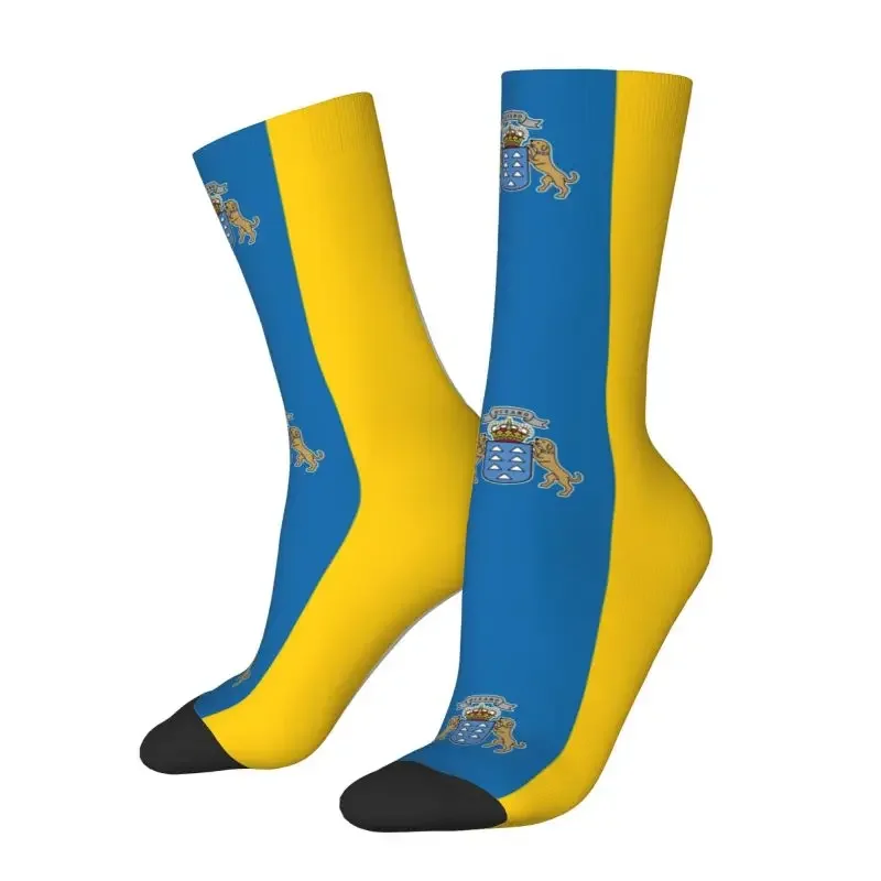 Y2K Cute Men'S Canary Islands Flag Dress Unisex Warm comodo 3D Print Crew Socks