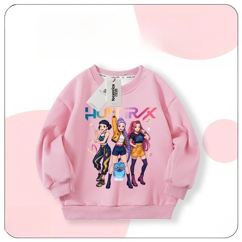 KPop شيطان الصيادين فتاة Crewneck البلوز الخريف الاطفال ملابس رياضية الخريف البلوفرات س الرقبة طويلة الأكمام بلايز الاطفال الملابس