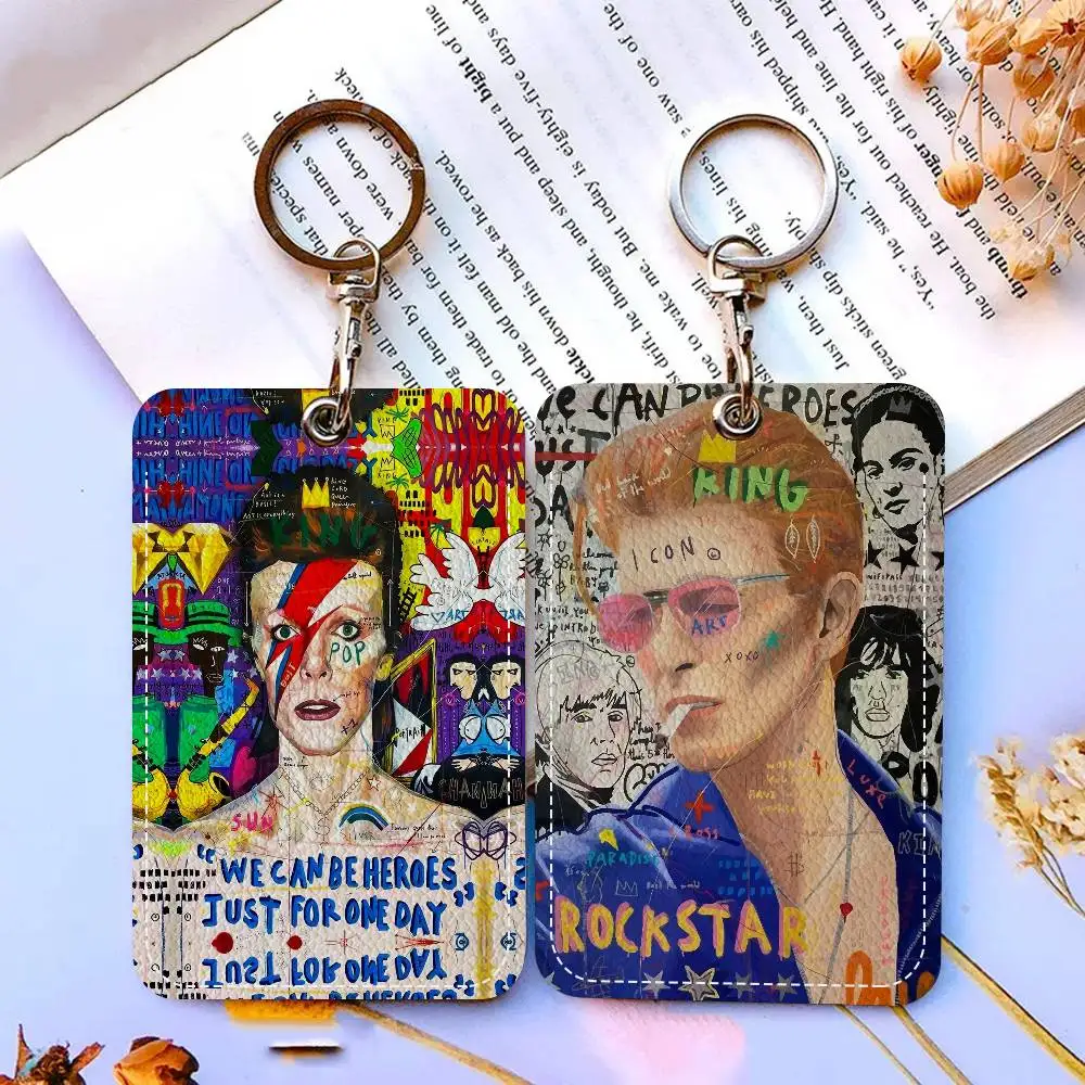 David B-Bowie Rectangle Keychain Card Holder, Badge Credit Card Holder, Student ID Card Holder, Bus Cards Cover