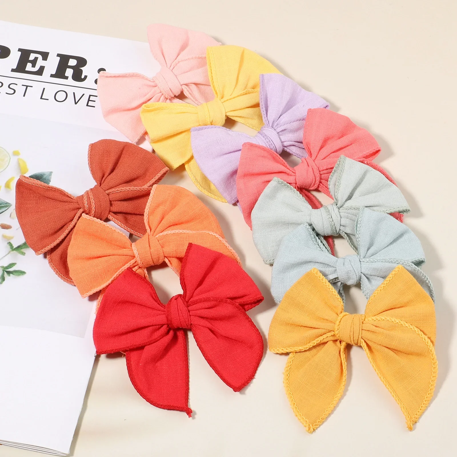 

2pcs/set Sweet Cotton Solid Handmade Bows Hair Clips Kid Bowknot Hairpin Barrette Headwear Baby Girls Hair Accessories Wholesale