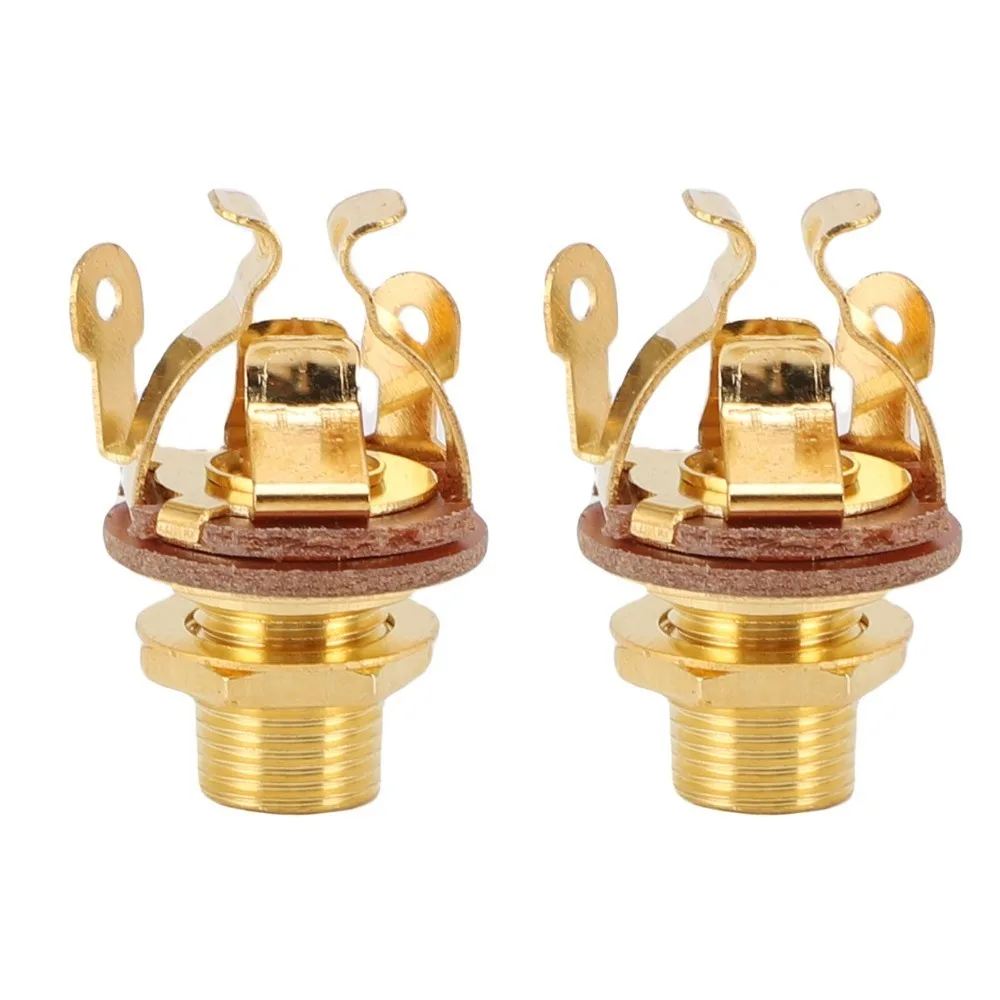 2PCS 1/4 Inch(6.35mm) Guitar Output Jack Silver/Golden Brass 1/4 Inch Jack Multi Contacts Brass Output Jack