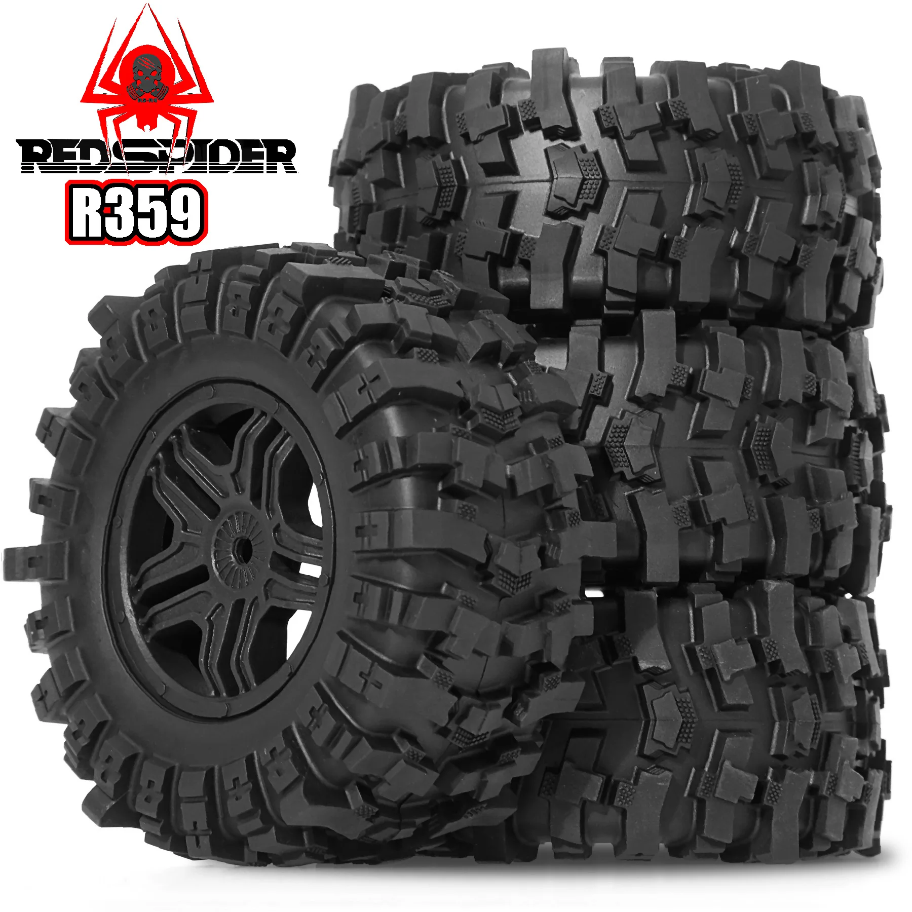 1/10 12mm Hex RC Wheels and Tires 4pcs OD 4.45''for 1/10 RC Off-Road Car Traxxas TRX4 Slash Arrma Losi Tenacity Vkar 10sc Hpi