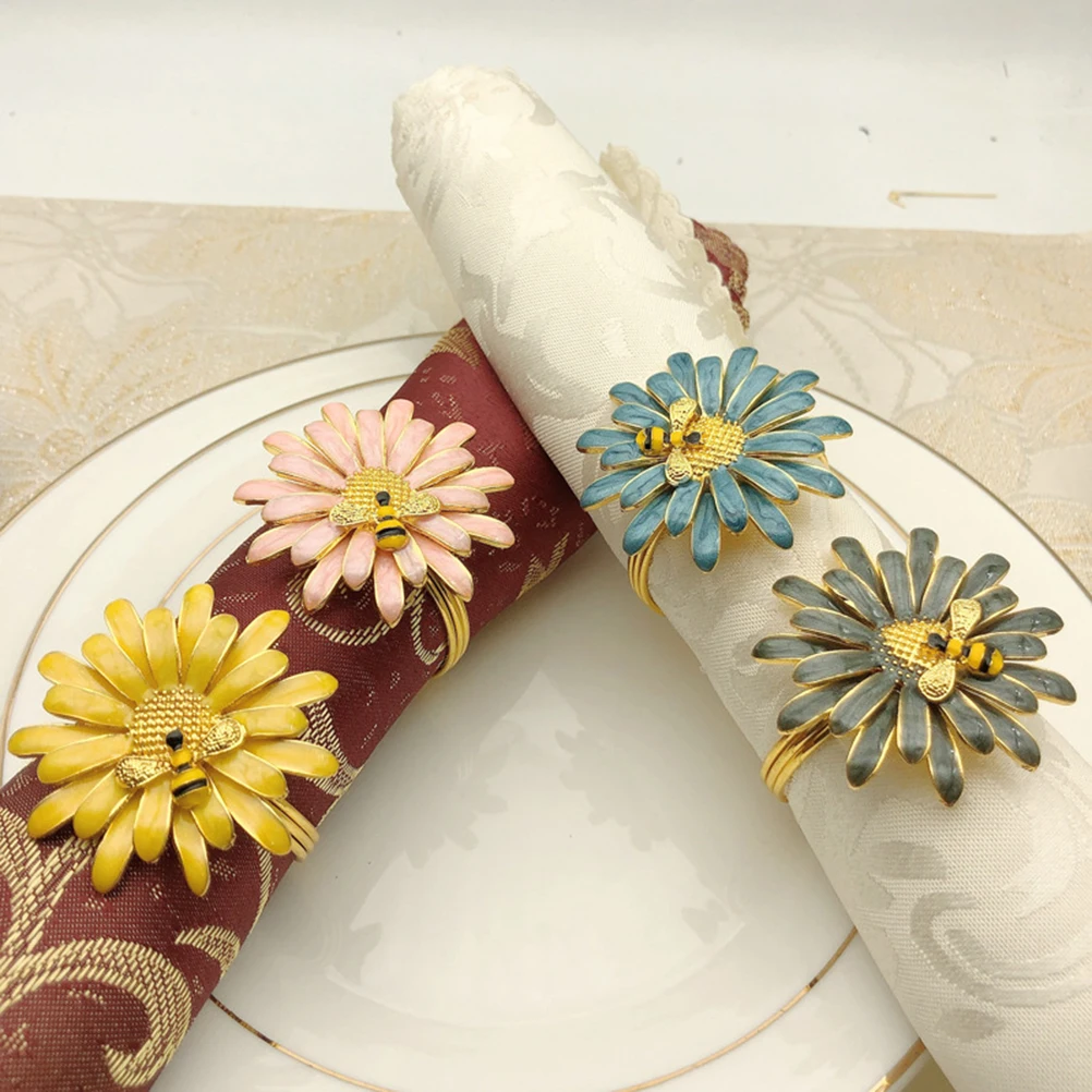 

Napkin Buckle Holders Flower Ring Bee Banquet Rings Daisy Decorations for Party