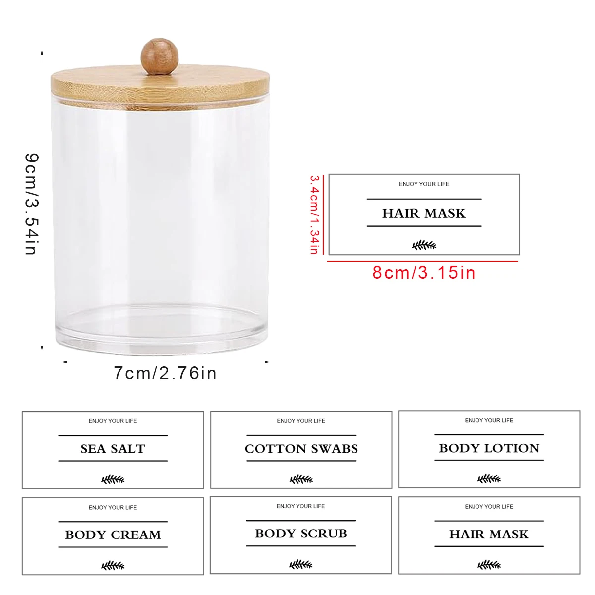 Bathroom Bath Salt Cotton Ball Storage Container Plastic Small Can with wooden Lid Shower Salt Body Scrub Dispenser Box