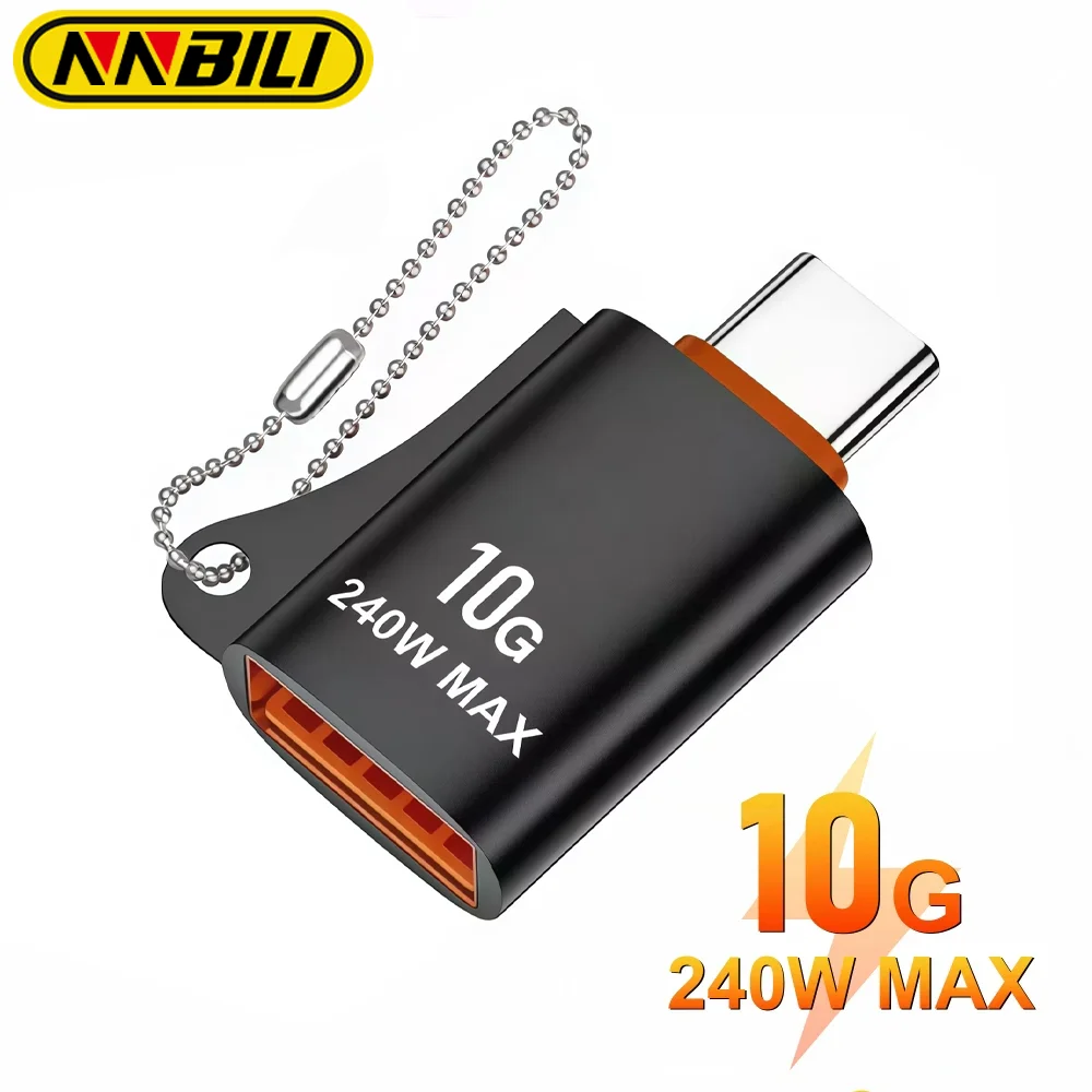 Adaptateur USB vers Type-C NNBILI 10G OTG USB 3.0 Type C mâle vers USB femelle, convertisseur de charge rapide et de transfert de données