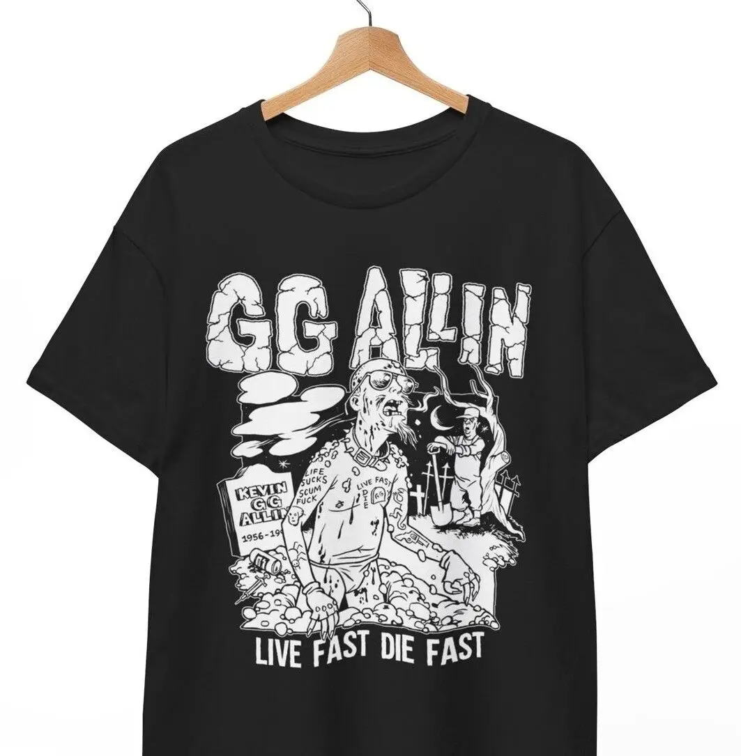 GG Allin T Shirt, Live Fast Die Fast Hardcore Punk Rock Metal Music Unisex Tee