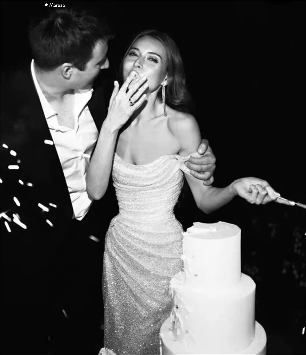 فستان سهرة نسائي من Marissa ذيل السمكة مصنوع حسب الطلب فساتين أنيقة لمناسبات خاصة لامعة خارج الكتف فستاين سهرة/فساتين الحفلات الراقصة #5