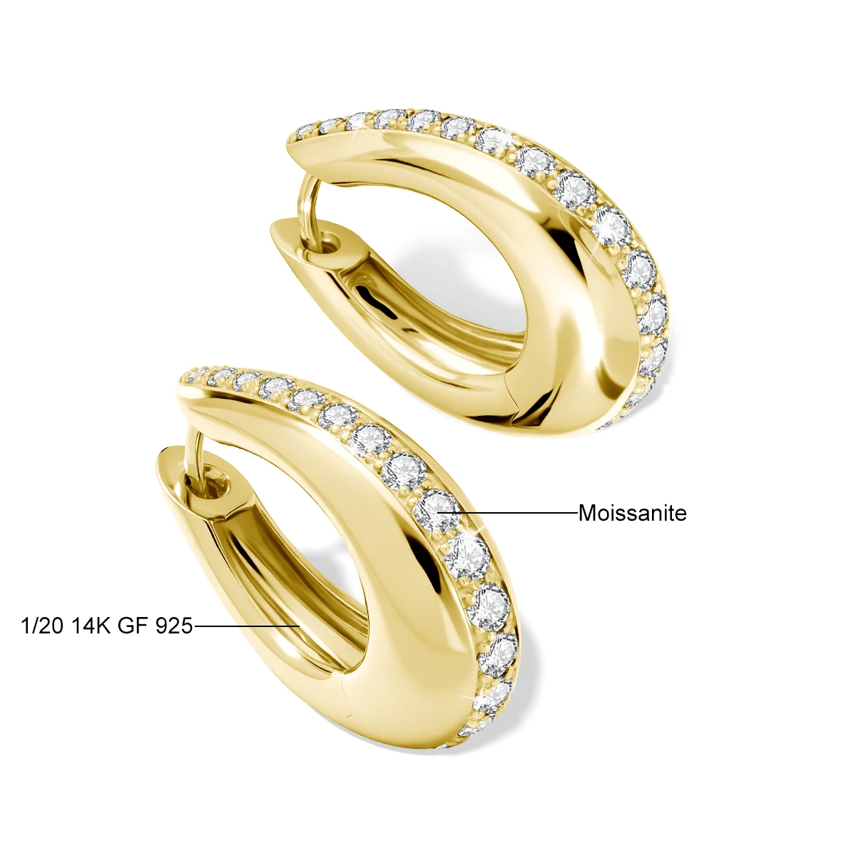 14K Gold Filled Moissanite Chunky Hoop Earrings for Women Thick Teardrop Earring Hypoallergenic Non-fading Ear Jewelry - view 6